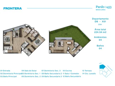 Departamento 4 dorm. 160.98 m²