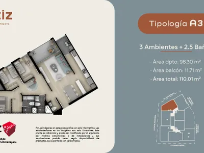 Departamento 2 dorm. 110.01 m²