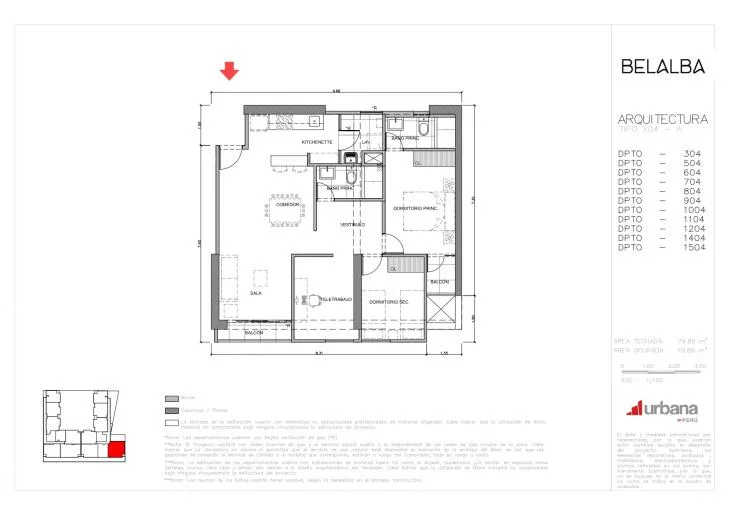 Modelo A-X04 · Pisos 7, 11, 13, 14, 15