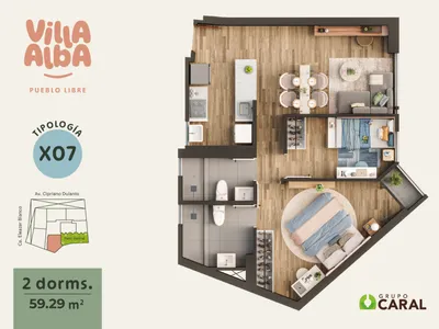 Modelo 2D-1X07 · Pisos 13, 16, 17, 18