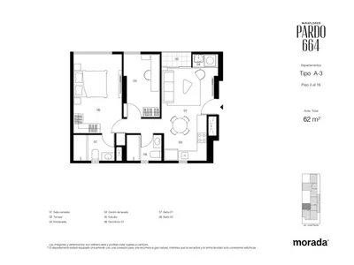 Departamento 2 dorm. 61 m²