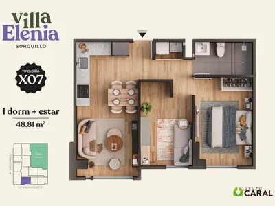 Departamento 2 dorm. 48.81 m²