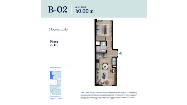 Modelo Tipo B-02 · Pisos 3 al 11