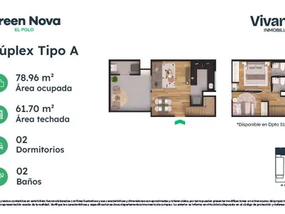 Departamento 2 dorm. 78.96 m²