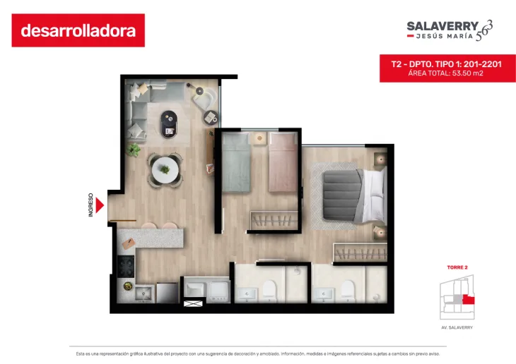 Modelo 1 · Pisos 4 al 21
