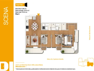 Departamento 3 dorm. 76.91 m²