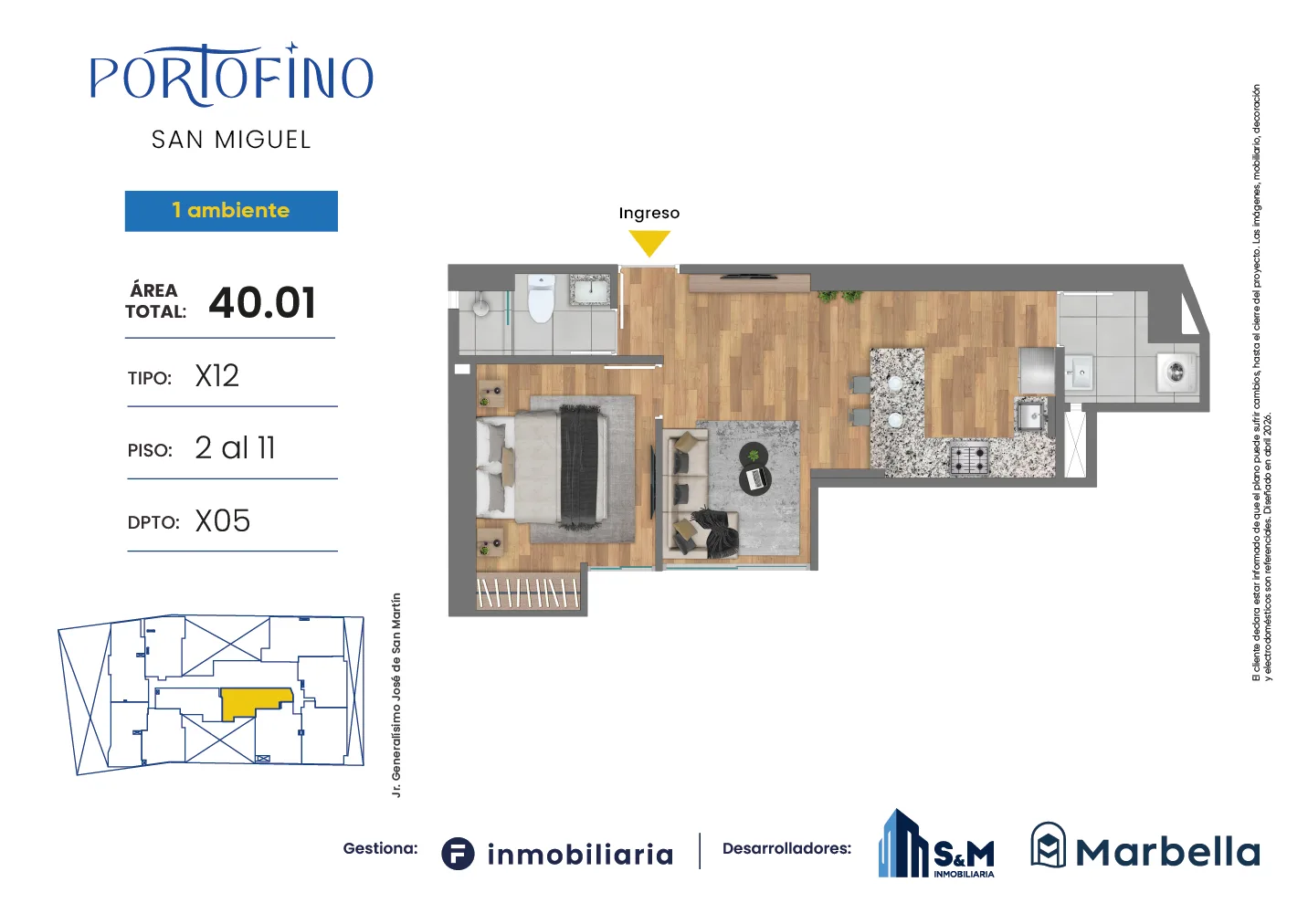 Modelo TD-X12 · Pisos 2 al 11