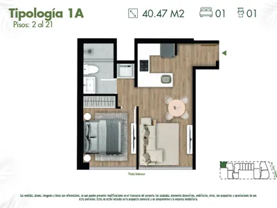 Modelo 1A · Pisos 2 al 21