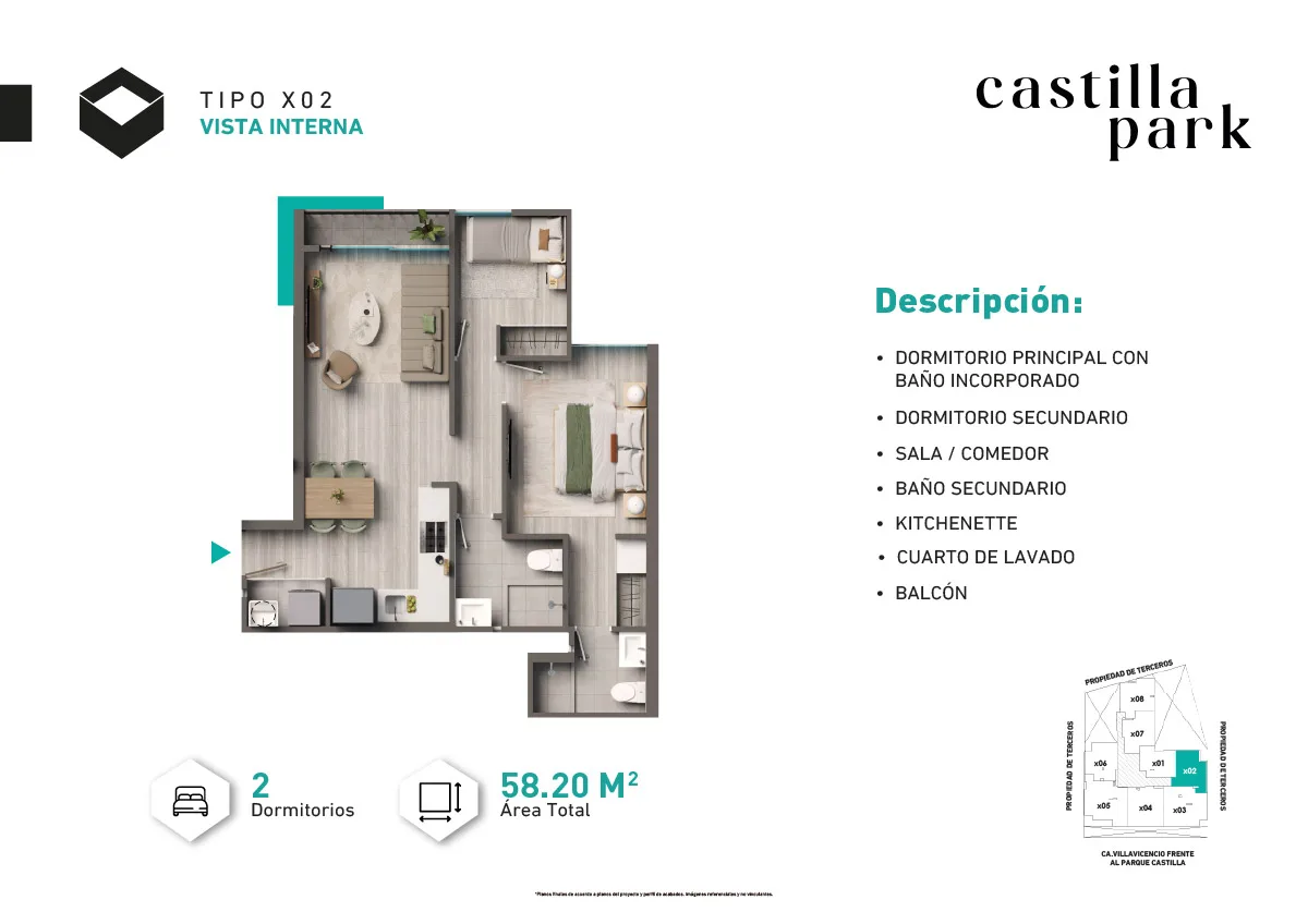 Modelo Tipo X02 · Pisos 4 al 22