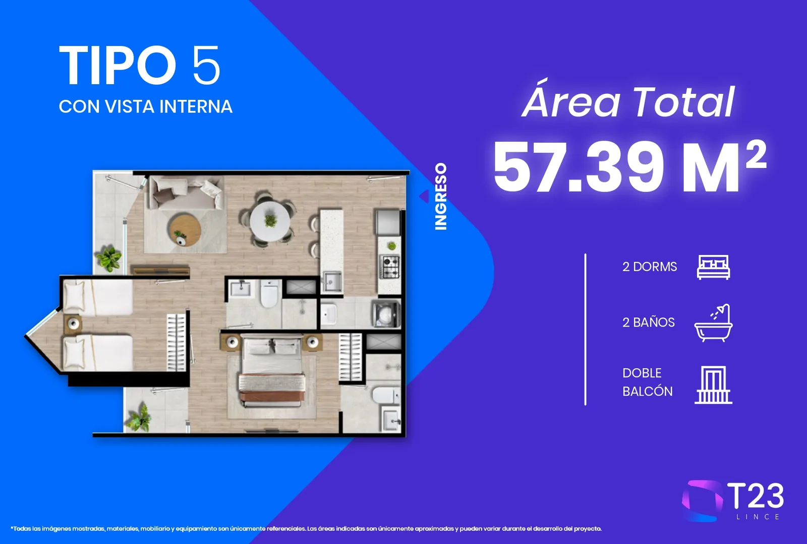 Modelo TIPO 5 · Pisos 4 al 17