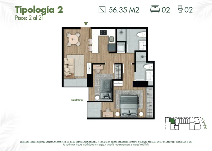 Modelo 2 · Pisos 2 al 21