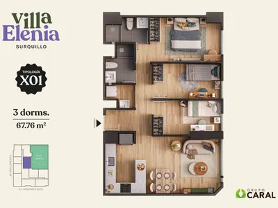Departamento 3 dorm. 67.76 m²
