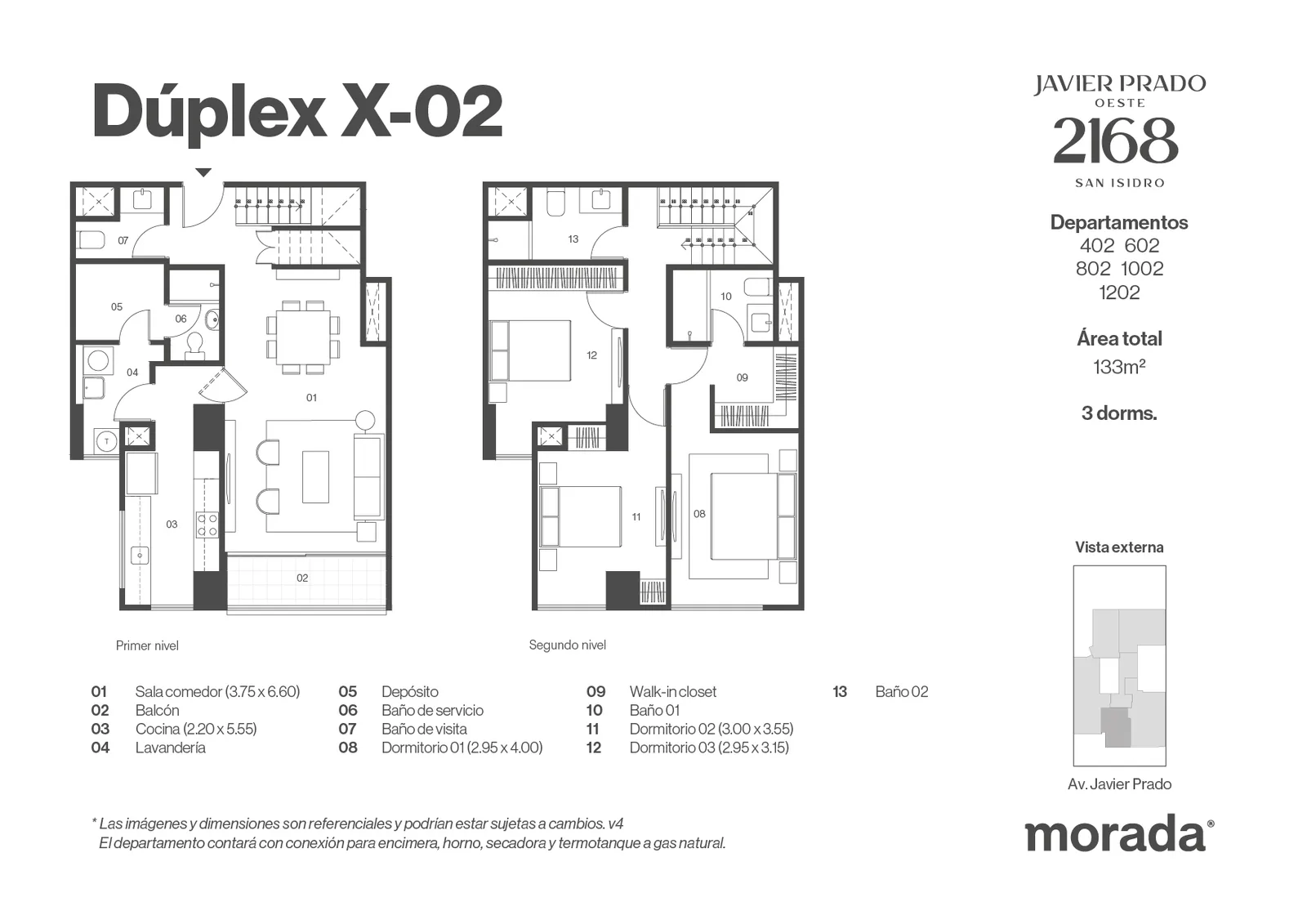 Modelo X-02 · Pisos 4 al 14