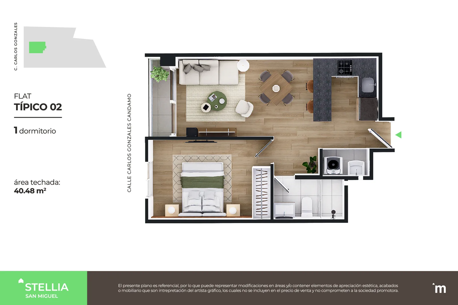 Modelo Flat Típico 02 · Pisos 2 al 21