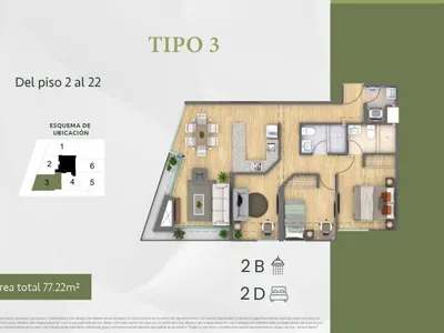 Modelo TIPO 3 · Pisos 12 al 22