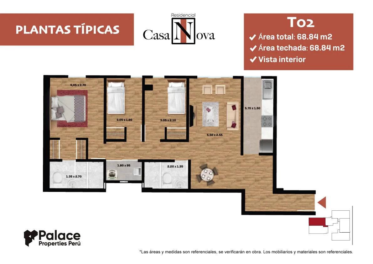 Modelo TIPO T02 · Pisos 5 y 6