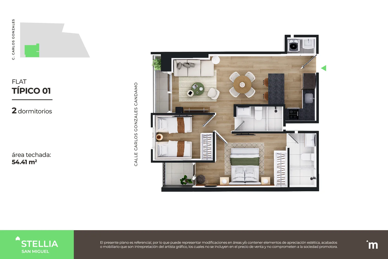 Modelo Flat Típico 01 · Pisos 2 al 21