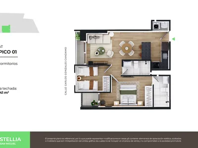 Modelo Flat Típico 01 · Pisos 2 al 21