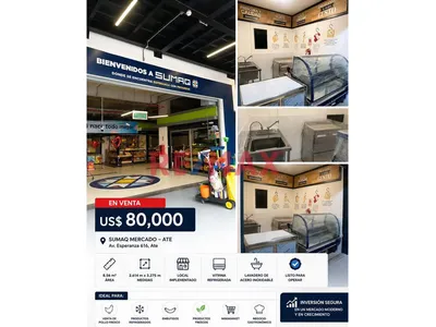 Local Comercial Implementado En Venta 📍 Sumaq Mercado – Av. Esperanza 616, Ate