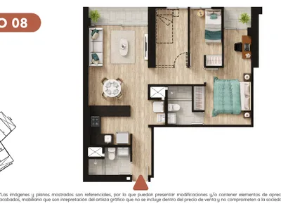 Departamento 2 dorm. 74.35 m²