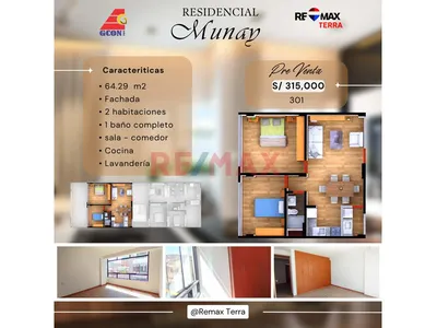 Mini Departamento En Pre Venta Urb Ttio 64.29 M2 Residencial Munay
