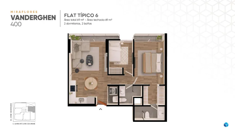 Modelo FLAT TIPICO 6 · Pisos 3, 4, 5, 6, 7