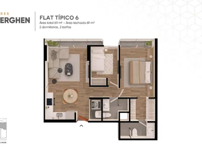 Modelo FLAT TIPICO 6 · Pisos 3, 4, 5, 6, 7