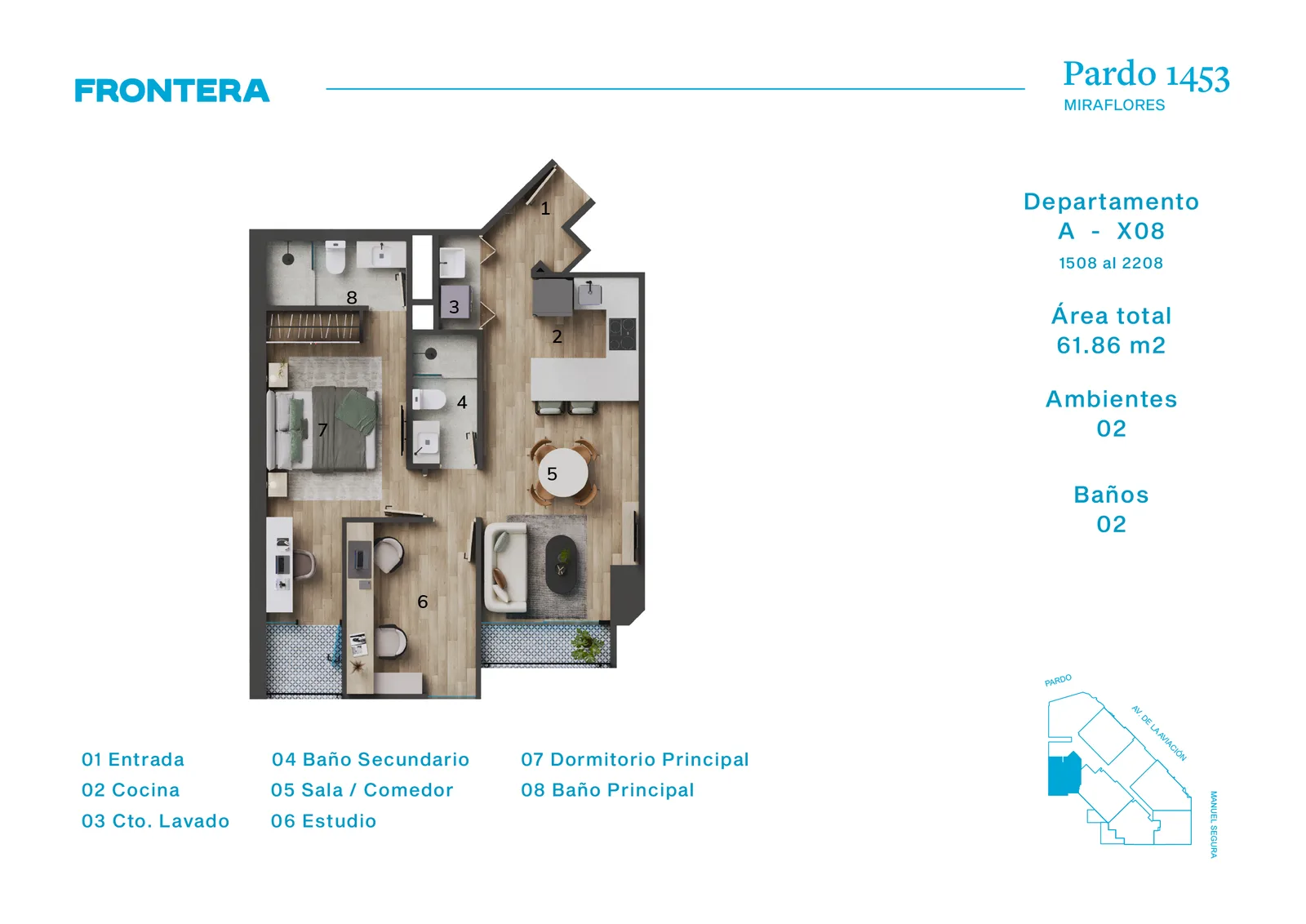 Modelo AX8 · Pisos 2 al 15