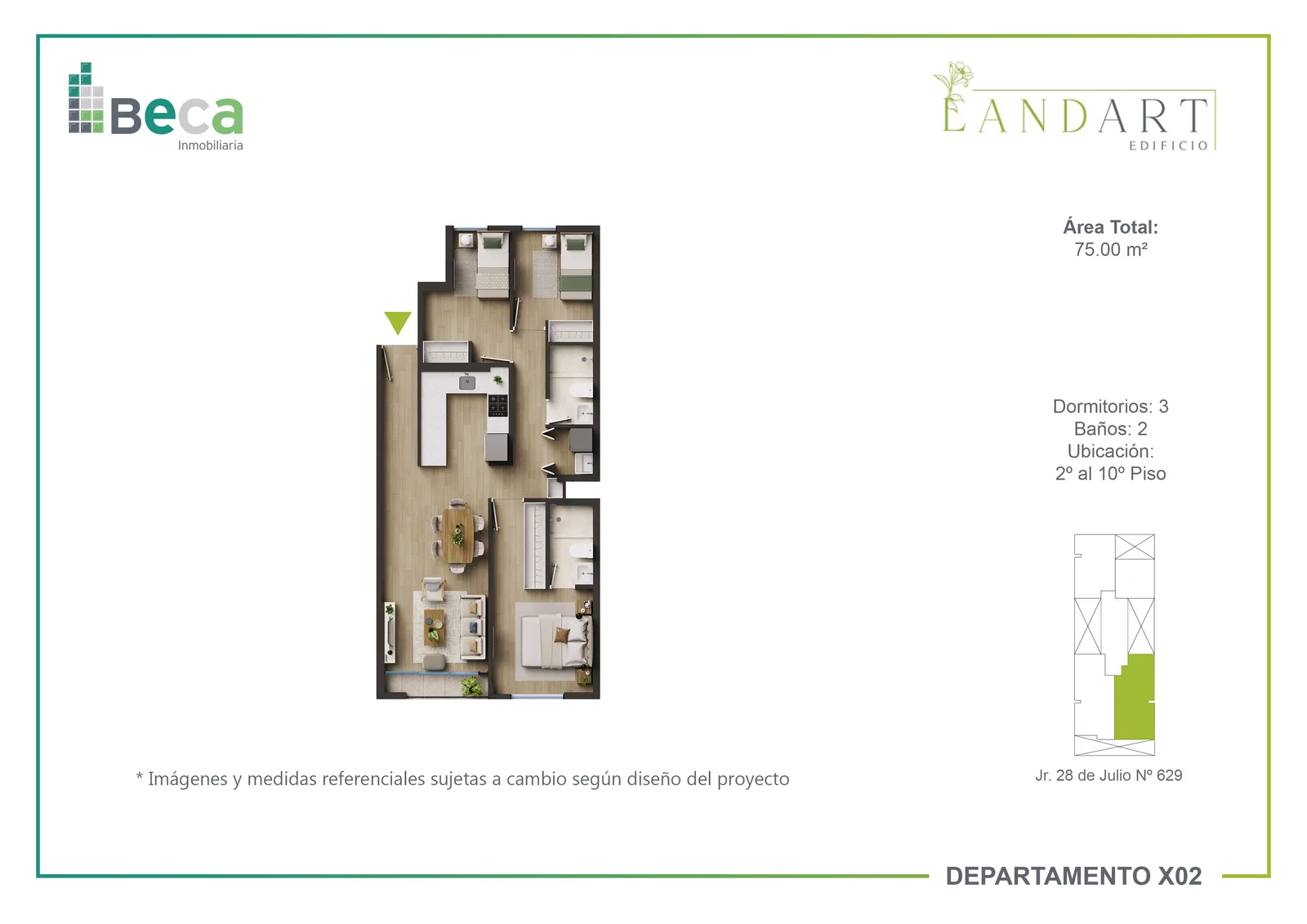 Modelo X02 · Pisos 2, 4, 8, 9, 10
