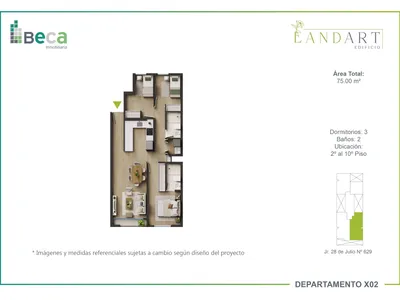 Modelo X02 · Pisos 2, 4, 8, 9, 10
