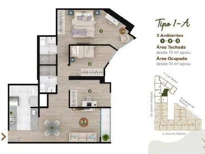 Departamento 2 dorm. 72.05 m²