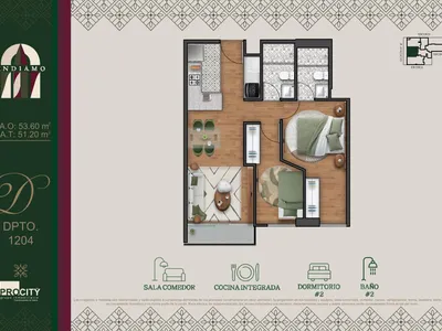 Departamento 2 dorm. 53.6 m²
