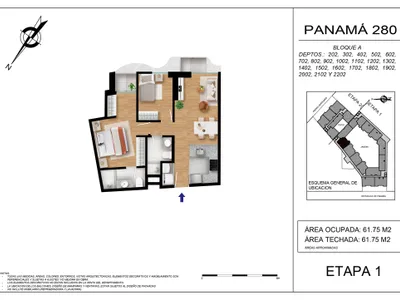Departamento 2 dorm. 61.75 m²