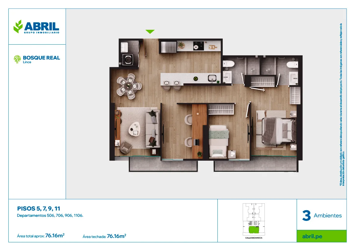 Modelo DPTO-506-706-906-1106 · Pisos 5 y 7