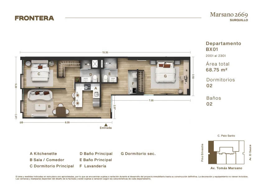 Modelo BX01 · Pisos 20, 21, 22, 23