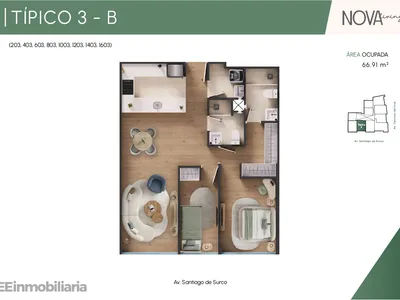 Modelo TípIco 3-B · Pisos 2 al 16