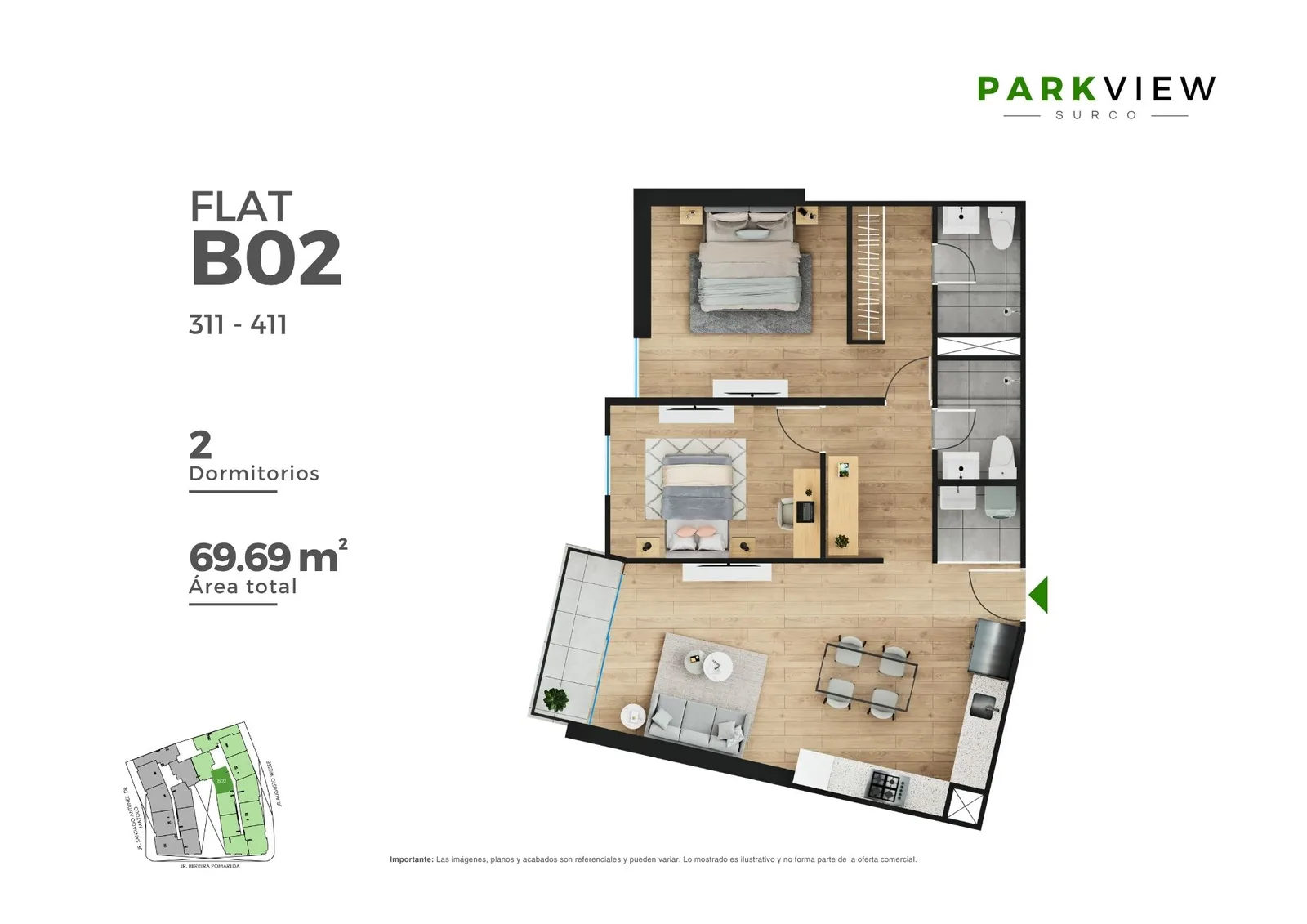 Modelo B 02 · Pisos 3 y 4