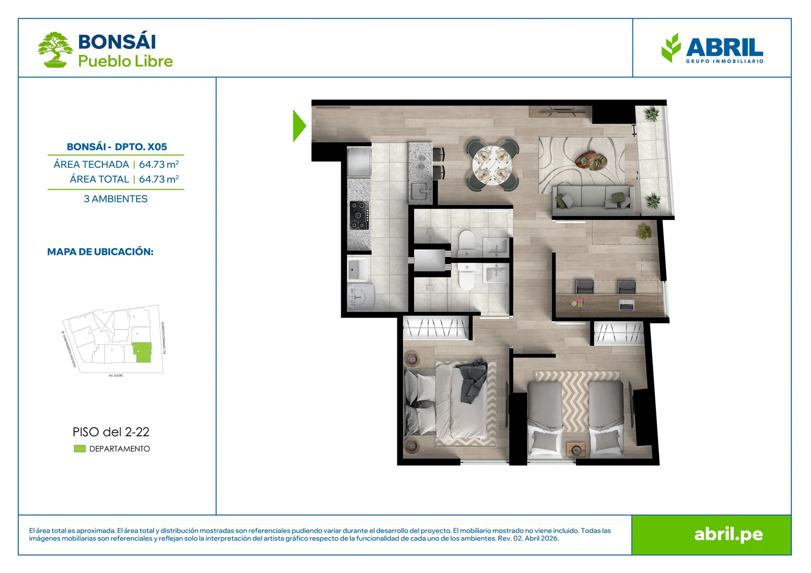 Modelo BON-X05 · Pisos 3 al 22