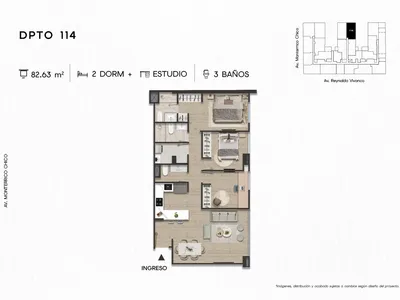 Departamento 2 dorm. 82.63 m²