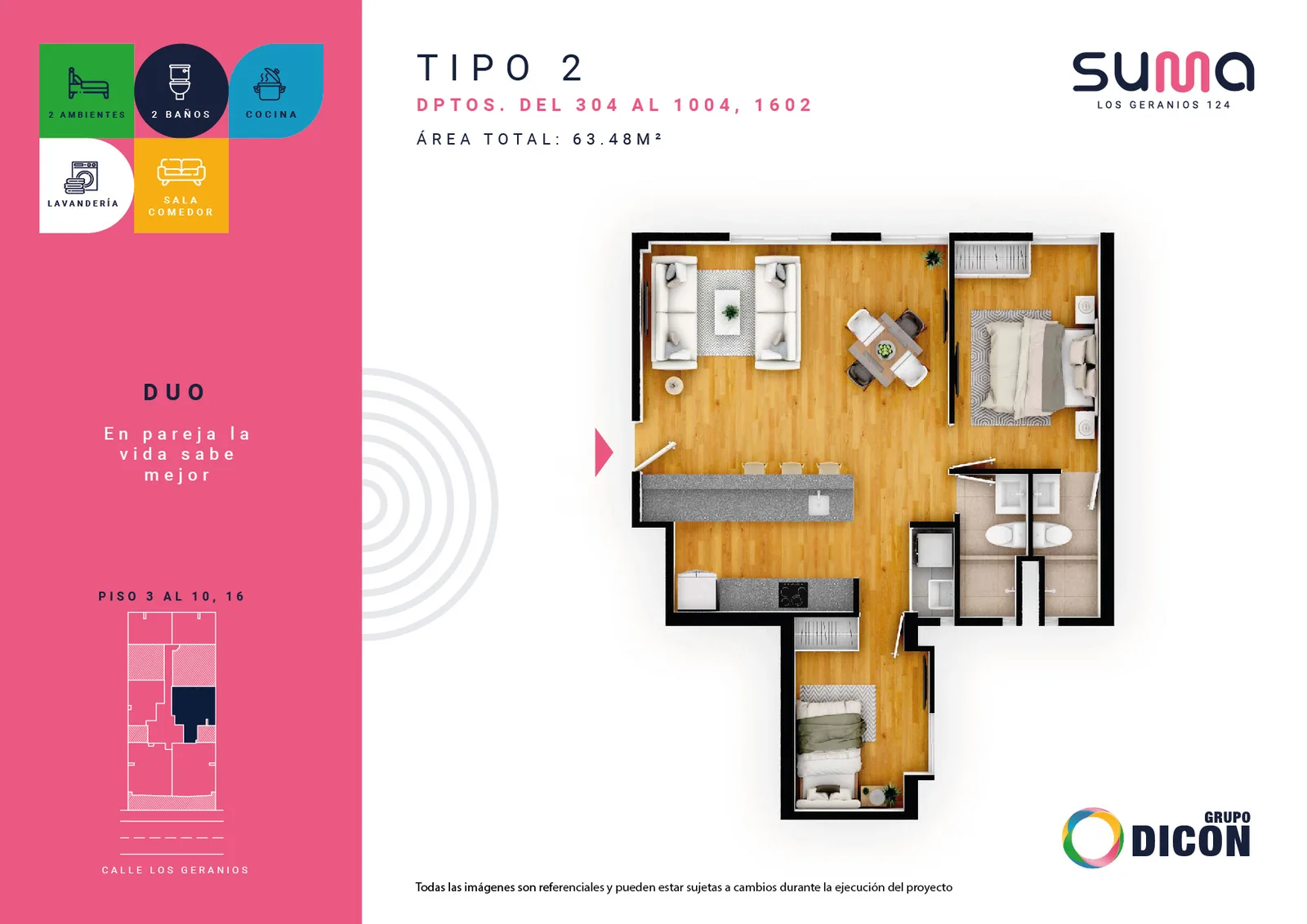 Modelo TIPO 2E · Pisos 3 al 16