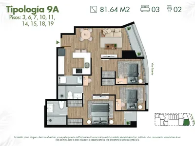 Modelo 9A · Pisos 6 al 19