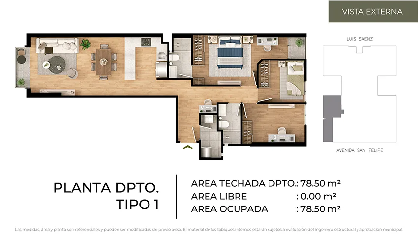Modelo Tipo 1 · Pisos 5 y 7