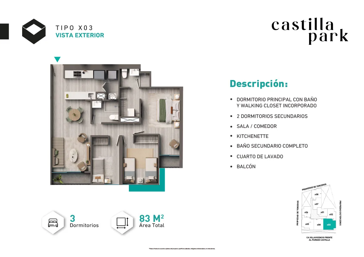 Modelo Tipo X03 · Pisos 9 al 22