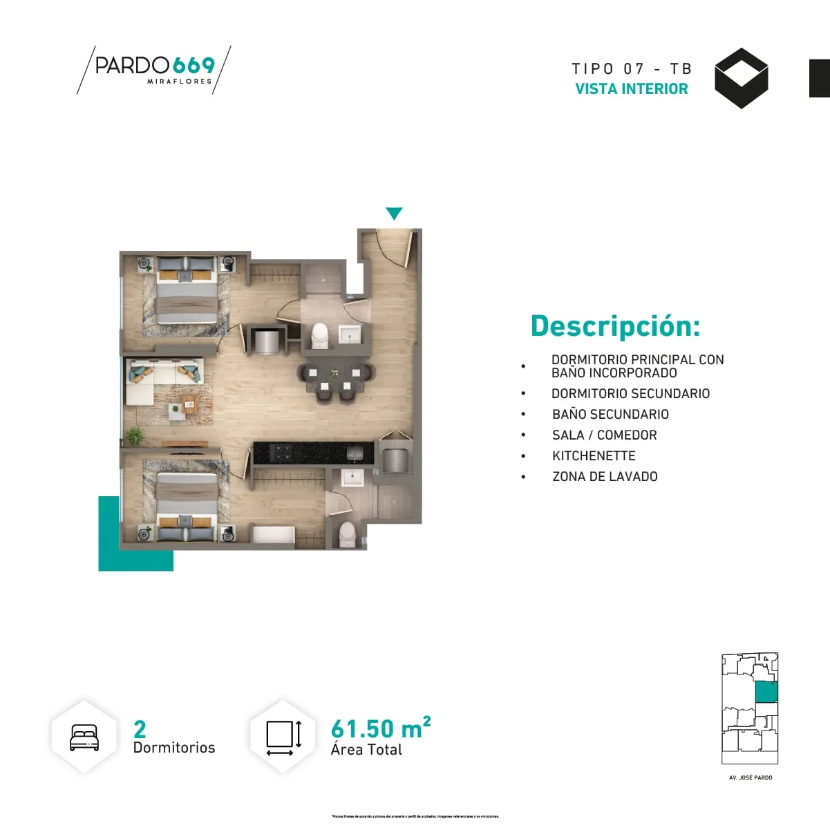 Modelo Tipo 7-B · Pisos 6 al 16