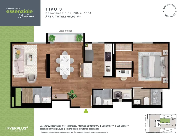 Modelo TIPO 3 · Pisos 2 al 9