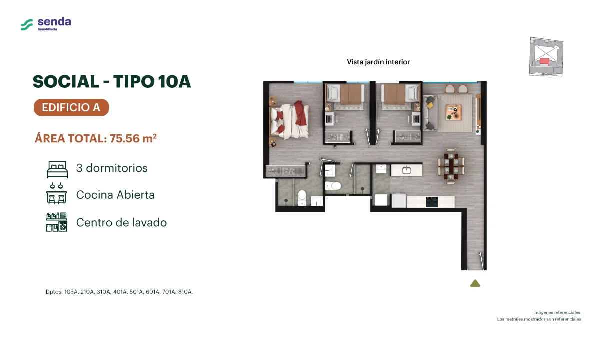 Modelo TIPO 10A · Pisos 1, 6, 7, 8