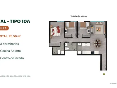 Modelo TIPO 10A · Pisos 1, 6, 7, 8