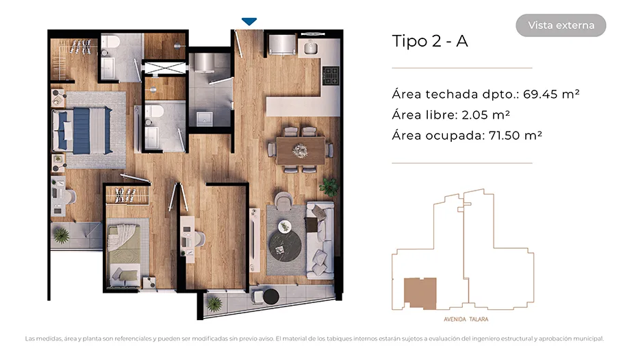 Modelo Tipo 2-A · Pisos 2 al 12