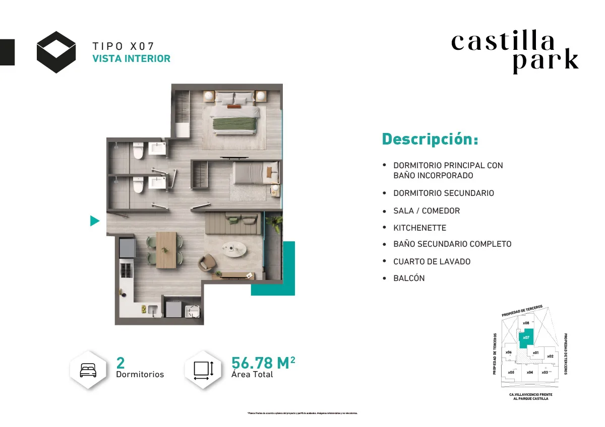 Modelo Tipo X07 · Pisos 4 al 22