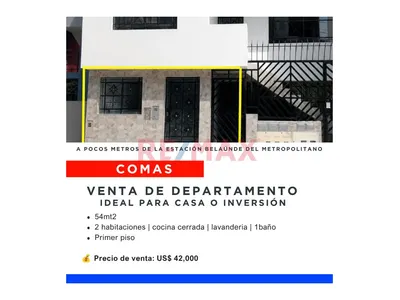 Venta De Departamento Flat Con Muy Buena Ubicación En Comas
